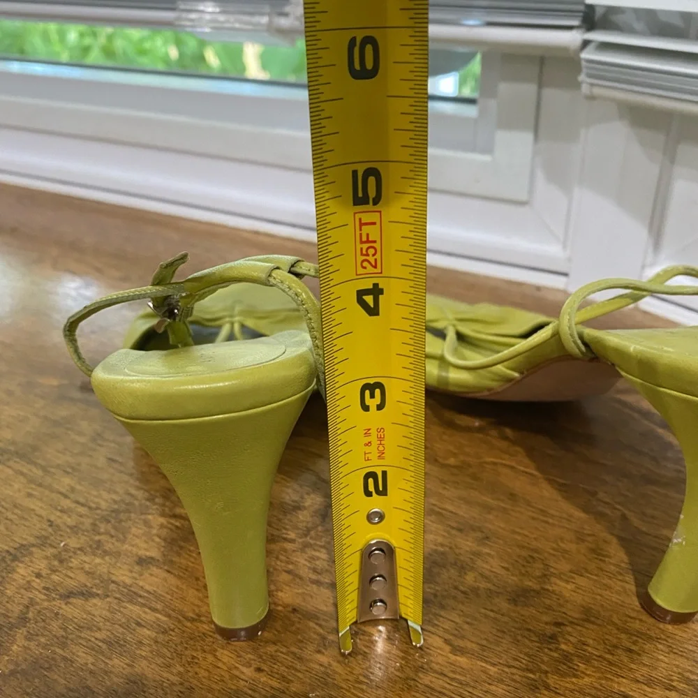 ANTONIO MELANI Lime Green Open-Toe Slingback Sandals - Picture 8 of 8